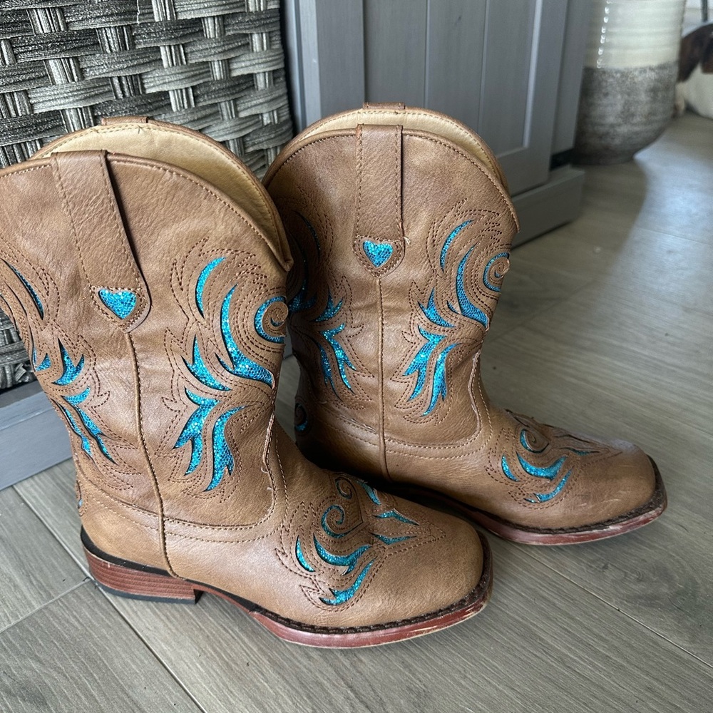 Roper Kids Brown and Blue Boots